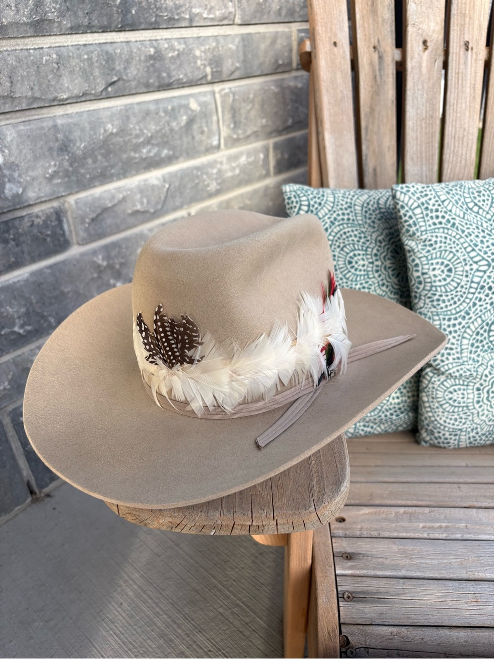 Vintage Taupe Feather Stetson hat